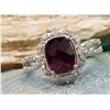 Image 3 : Cushion-Cut Rhodolite Garnet & Diamond Halo Ring
