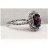 Image 5 : Cushion-Cut Rhodolite Garnet & Diamond Halo Ring