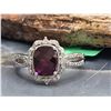 Image 6 : Cushion-Cut Rhodolite Garnet & Diamond Halo Ring