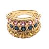 Image 2 : Multi-Colored Sapphire Concave Wide Band Ring