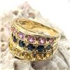 Image 7 : Multi-Colored Sapphire Concave Wide Band Ring