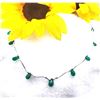 Image 1 : Briolette-Cut Emeralds & Delicate White Gold Ribbon Necklace