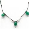 Image 5 : Briolette-Cut Emeralds & Delicate White Gold Ribbon Necklace