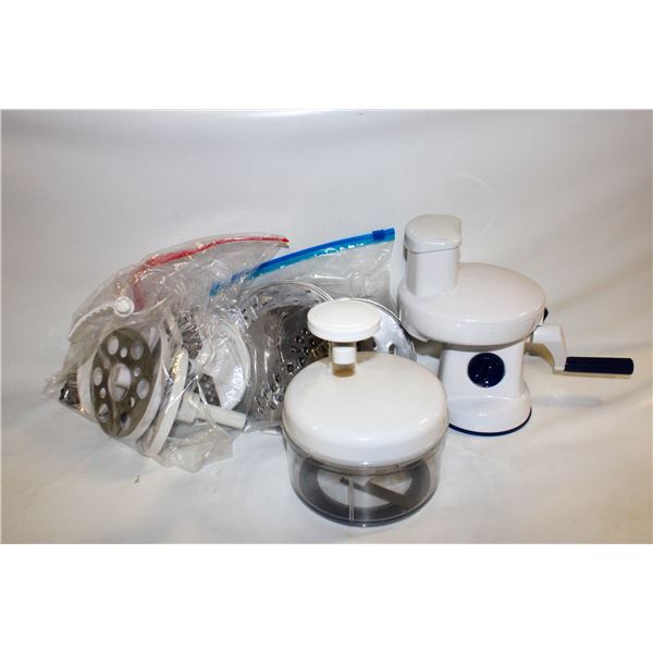 CHOPPER/GRATER WITH ASSORTED BLADES