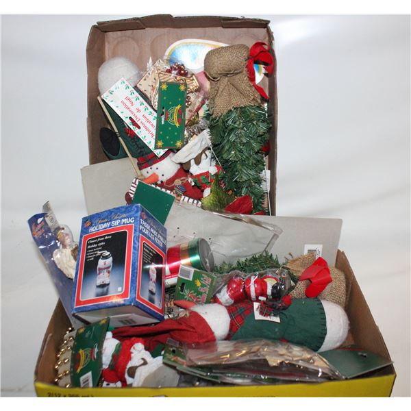 2 CHRISTMAS FLATS 48 NEW ITEMS/CANDLE/DECORATIONS