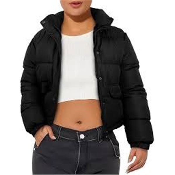 NEW XSYLXGC WOMENS WINTER LONG SLEEVE CROP PUFFER