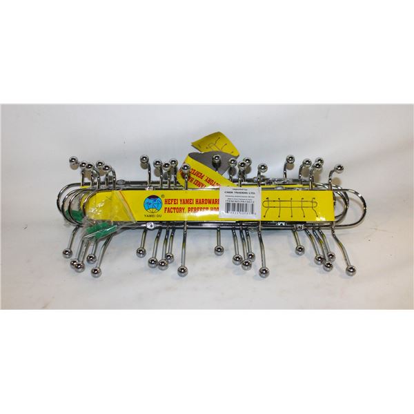 NEW - WALL MOUNTED 4 CHROME HOOKS - 5 SETS