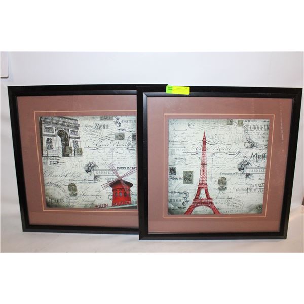 (2) FRAMED FRENCH THEMED PICTURES