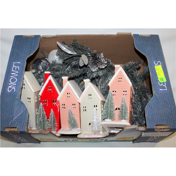 FLAT OF (5) CERAMIC CHRISTMAS HOUSES