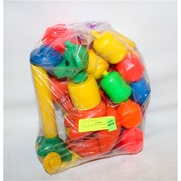 BAG OF OLD TUPPERWARE TOYS