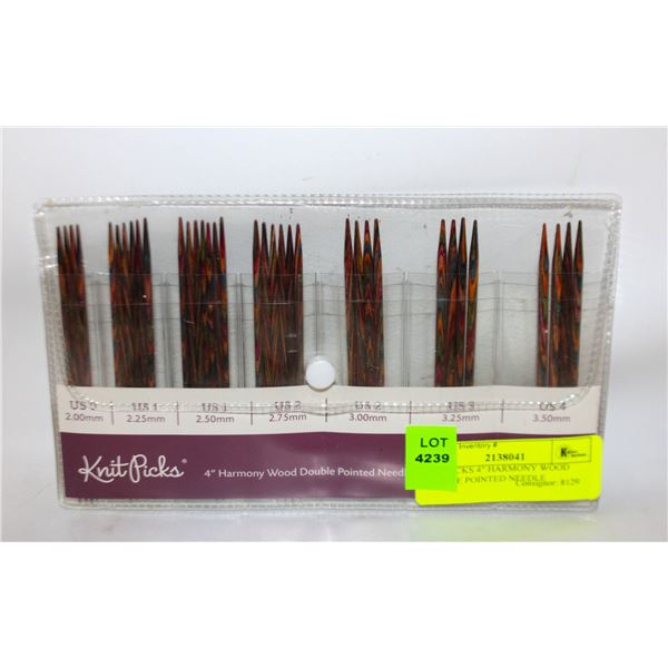 KNITPICKS 4" HARMONY WOOD DOUBLE POINTED NEEDLE
