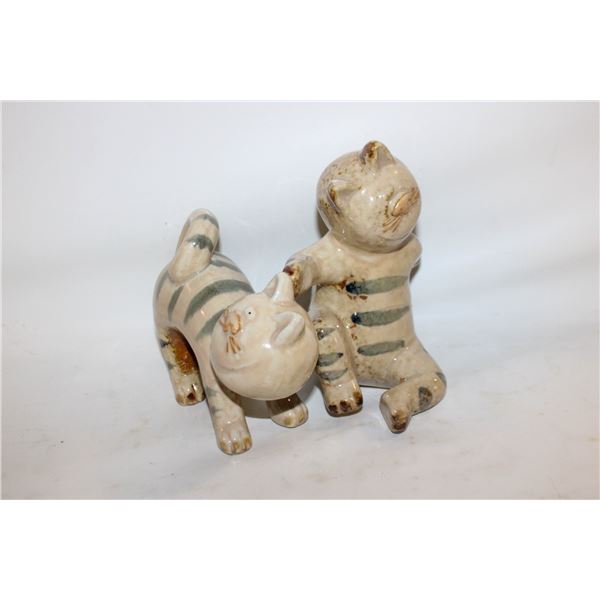 PAIR OF GLAZED FUN CATS