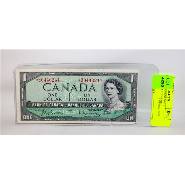 1954 REPLACEMENT NOTE *B/M0446244 $1 BEATTIE