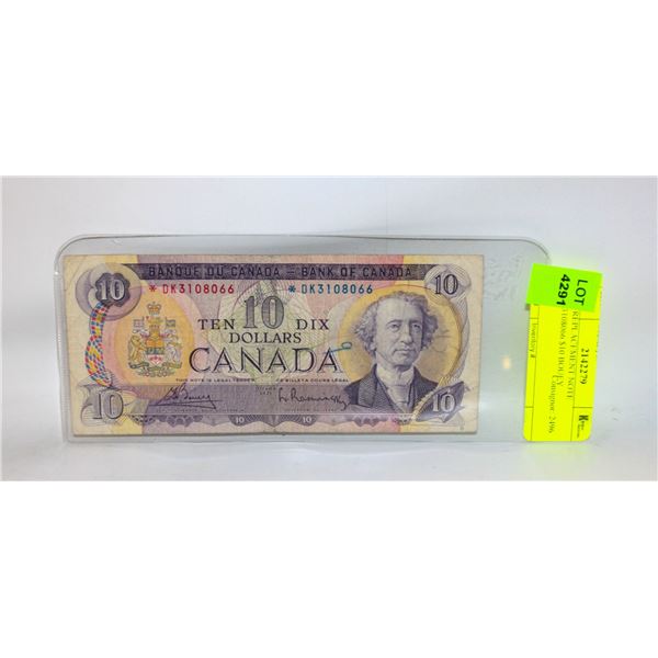 1971 REPLACEMENT NOTE *DK3108066 $10 BOUEY