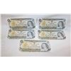 Image 1 : 5 CONSECUTIVE SERIAL #'S $1 UNCIRCULATED BILLS CAN