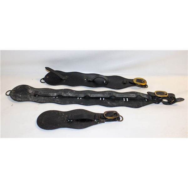 VINTAGE LEATHER HORSE BRASS STRAPS- LOT OF 3
