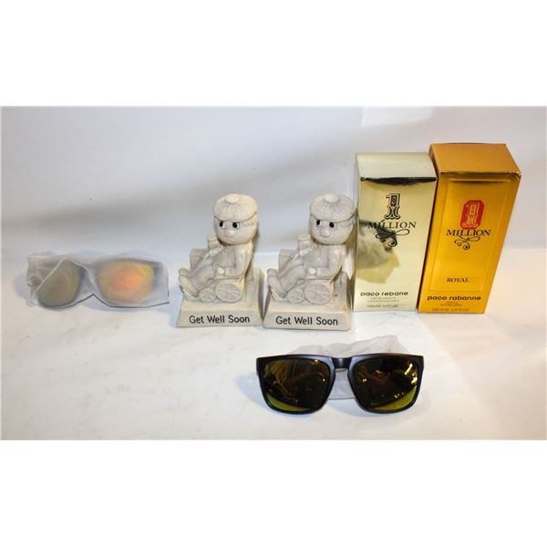 2 REPLICA SPRAYS+REPLICA QUICK SILVER SUNGLASSES+