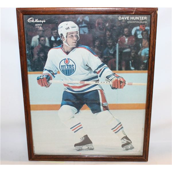 VINTAGE DAVE HUNTER EDMONTON OILERS FRAMED