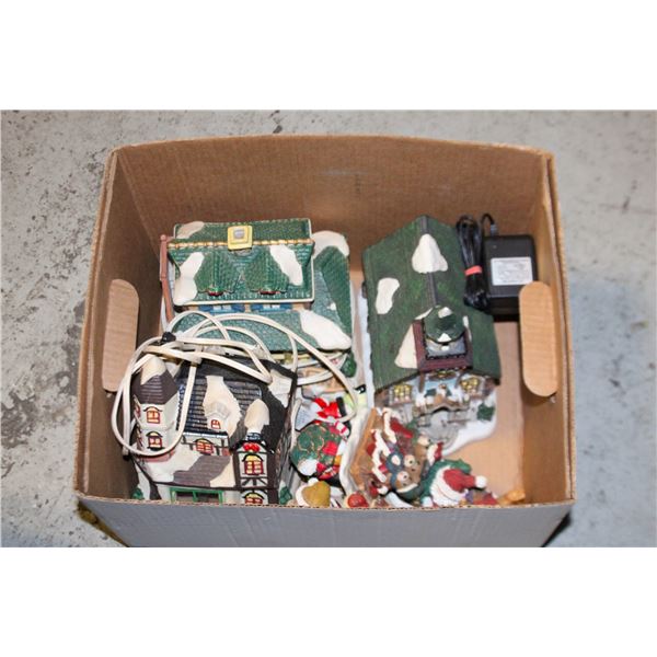 BOX OF CHRISTMAS HOUSES AND BEARS