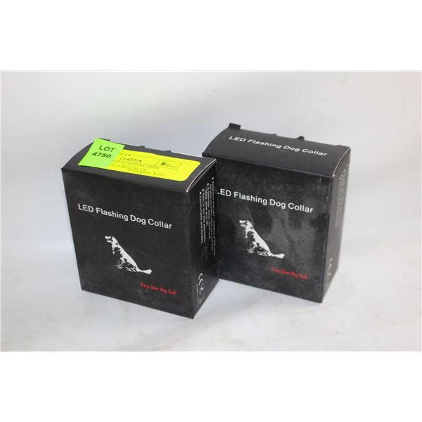 TWO NEW LED FLASHING DOG COLLARS SIZE S RED/BLUE