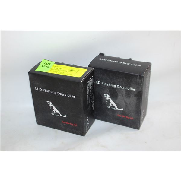 TWO NEW LED FLASHING DOG COLLARS SIZE S RED/BLUE