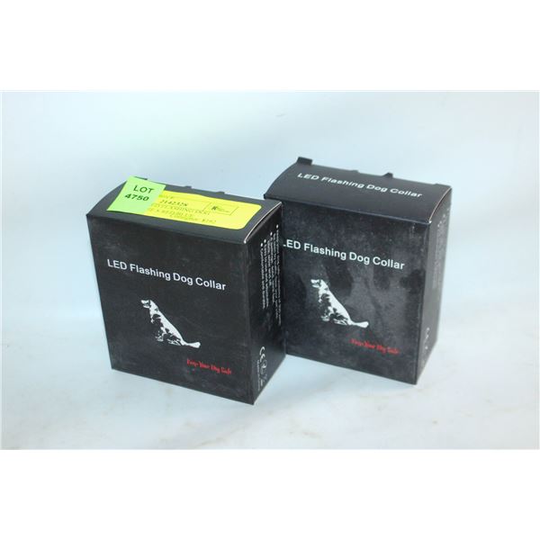 TWO NEW LED FLASHING DOG COLLARS SIZE S RED/BLUE