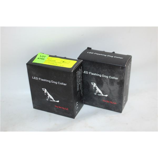 TWO NEW LED FLASHING DOG COLLARS SIZE S RED/BLUE