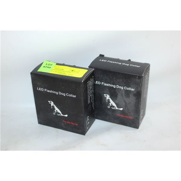 TWO NEW LED FLASHING DOG COLLARS SIZE S RED/BLUE