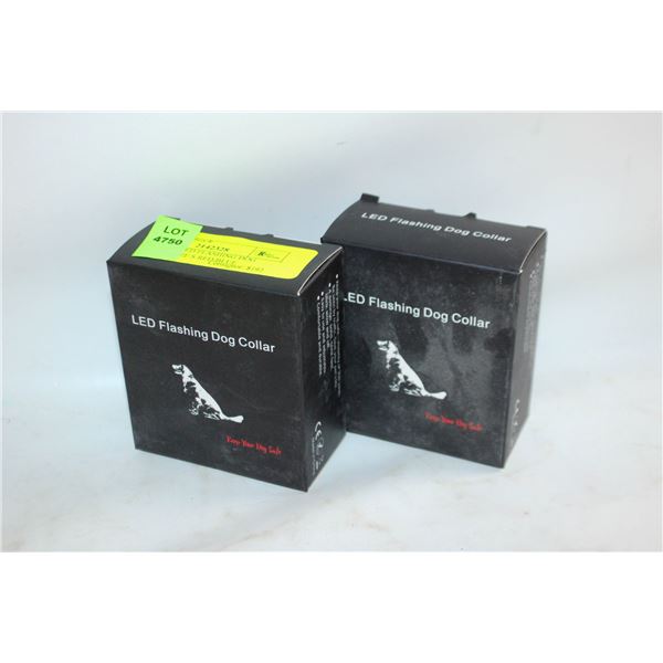 TWO NEW LED FLASHING DOG COLLARS SIZE S RED/BLUE