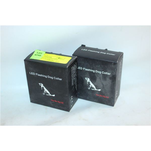 TWO NEW LED FLASHING DOG COLLARS SIZE S RED/BLUE