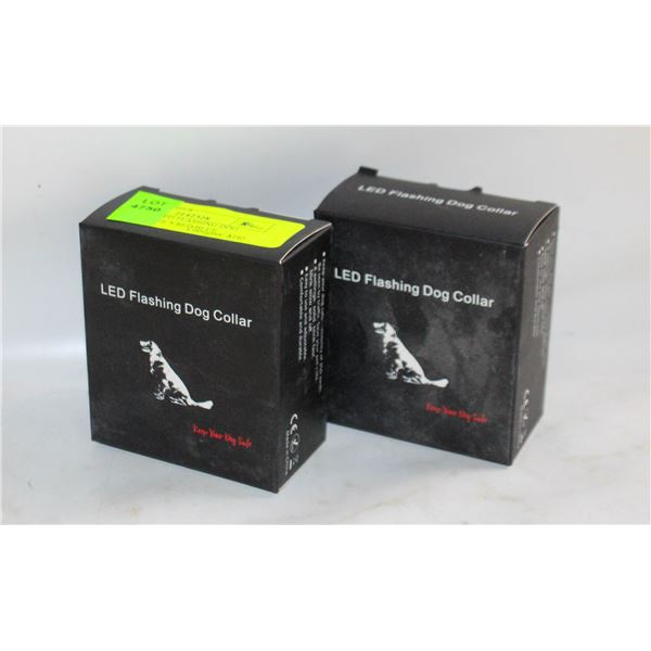 TWO NEW LED FLASHING DOG COLLARS SIZE S RED/BLUE