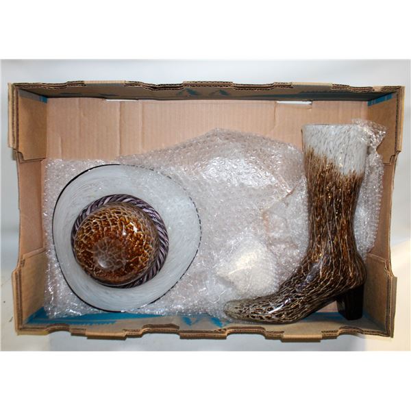 MURANO STYLE GLASS BOOT & HAT LIFE SIZE