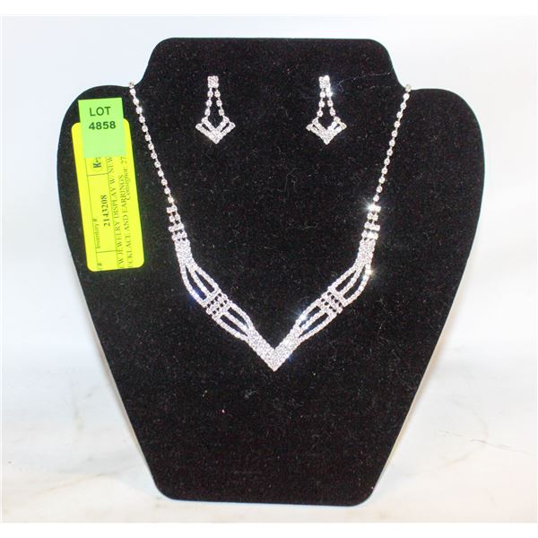 NEW JEWELRY DISPLAY W/ NEW NECKLACE AND EARRINGS
