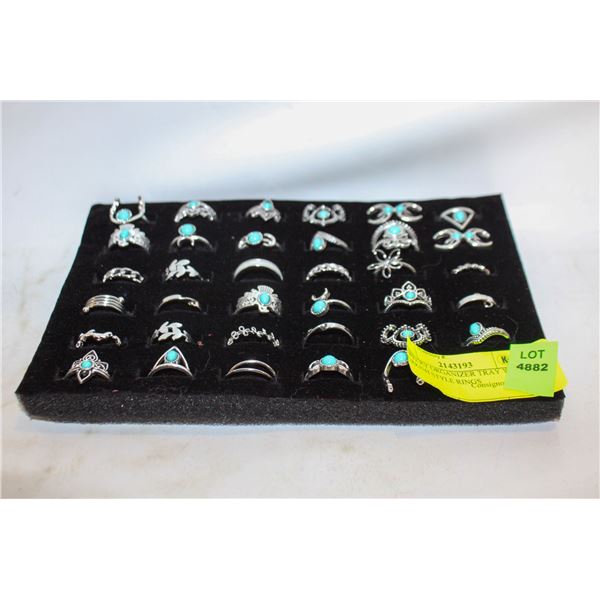 JEWELRY ORGANIZER TRAY W/ 35 TURKISH STYLE RINGS