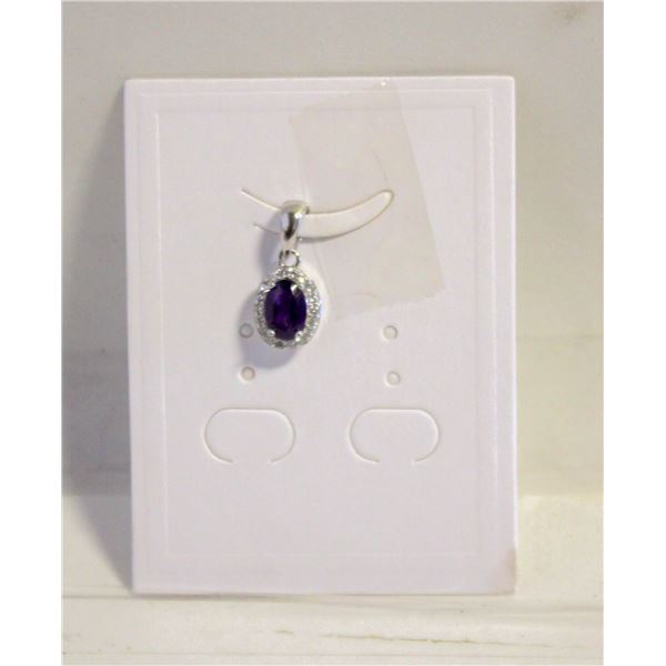 #131- NATURAL AMETHYST & CZ PENDANT