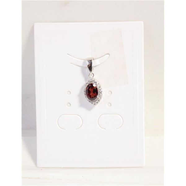 #140- NATURAL RHODOLITE GARNET & CZ PENDANT