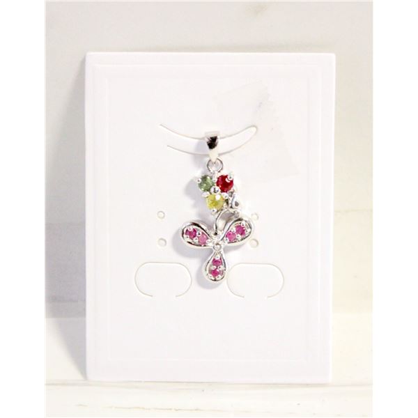 #167-NATURAL RED RUBY & CZ PENDANT