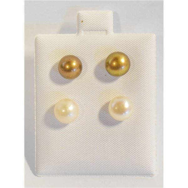 #67- NATURAL AKOYA PEARL STUD EARRINGS 2 SET