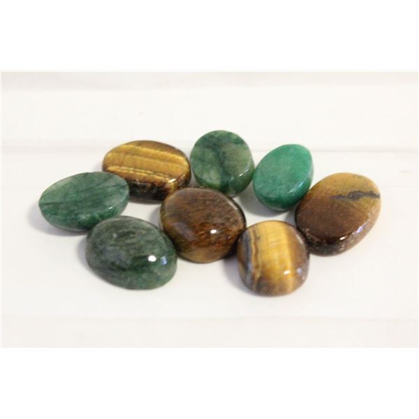 #31-NATURAL EMERALD & TIGER EYE STONES  74.5 CT