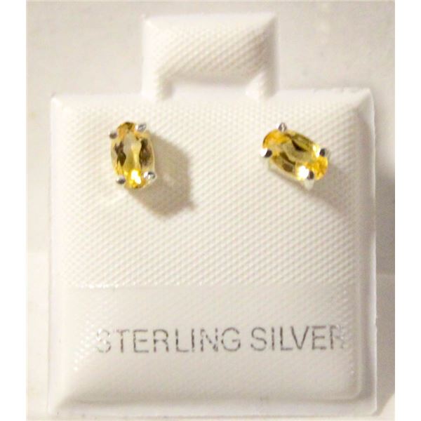 #97-NATURAL  YELLOW CITRINE  STUD EARRINGS
