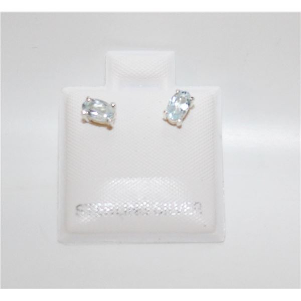 #27-NATURAL SKY BLUE TOPAZ STUD EARRINGS