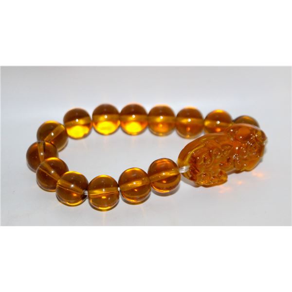 #209- YELLOW OBSIDIAN BEAD BRACELET