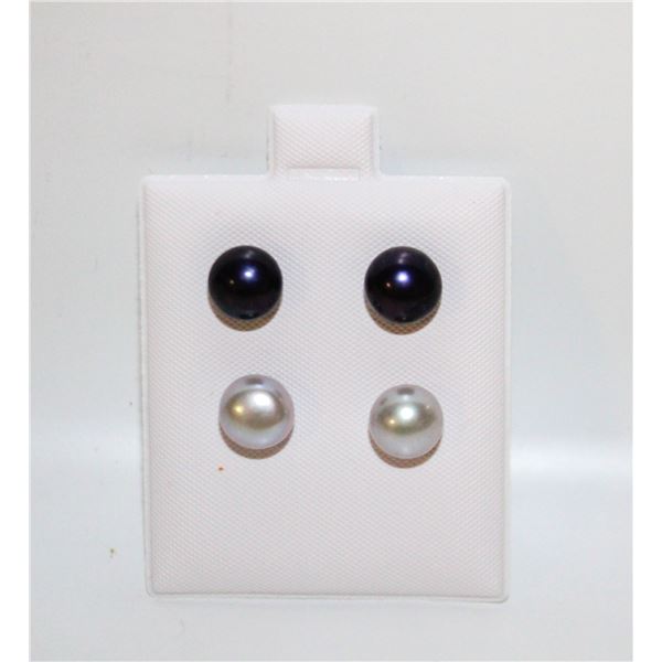 #165-NATURAL AKOYA PEARL STUD EARRINGS 2 PAIRS