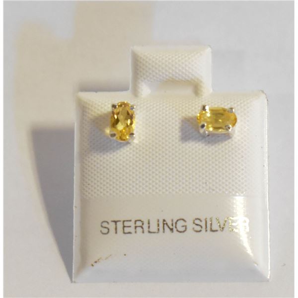 #96-NATURAL  YELLOW CITRINE  STUD EARRINGS