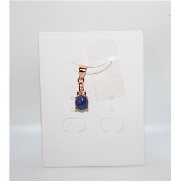 #70-NATURAL BLUE SAPPHIRE & ZIRCON PENDANT