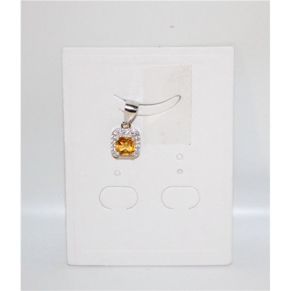 #72-NATURAL YELLOW CITRIN & ZIRCON PENDANT