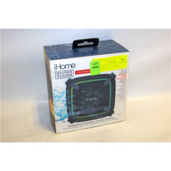 IHOME WEATHER TOUGH WIRELESS SPEAKER TESTED WORKS
