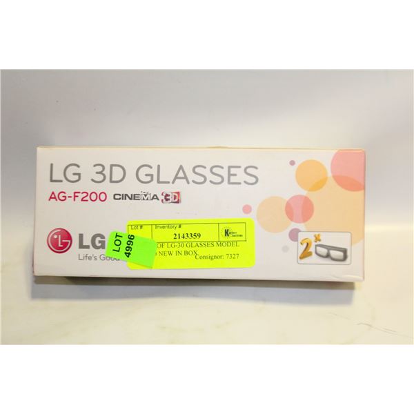 2 PAIRS OF LG-30 GLASSES MODEL AG-F200 NEW IN BOX