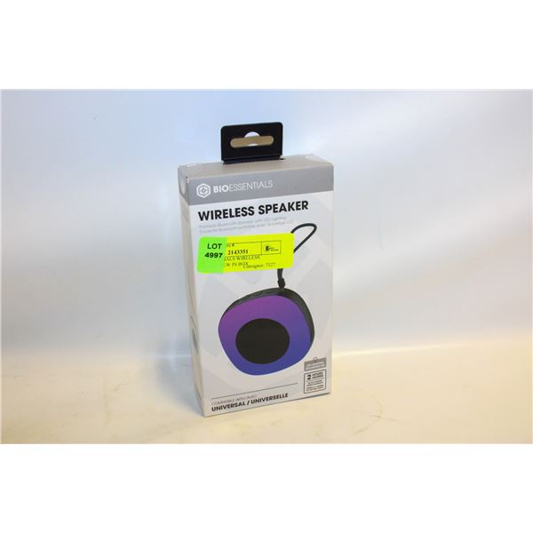 BIO ESSENTIALS WIRELESS SPEAKER NEW IN BOX
