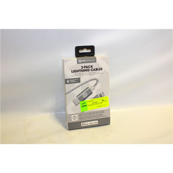 3PK LIGHTNING CABLES NEW